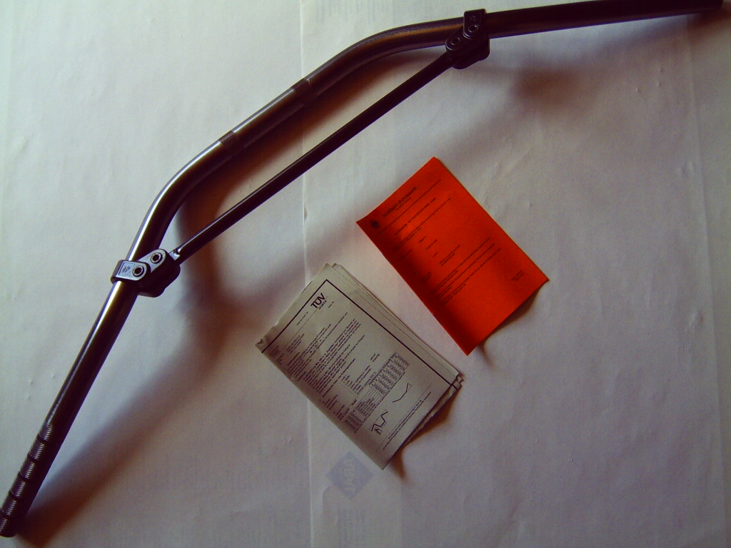 Lenker mit Querstrebe Alu silber mit ABE Lukas und Griffgummi